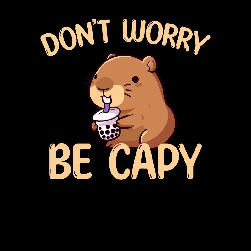 Capybara Mignon buvant un Bubble Tea