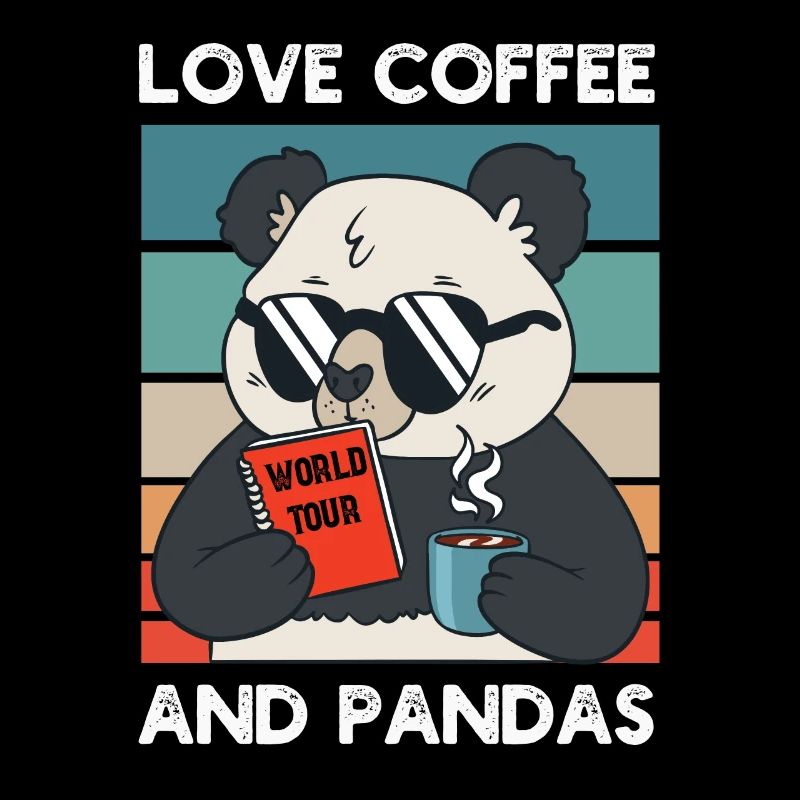Funny Panda Bear Drinking Coffee Lovers Vintage
