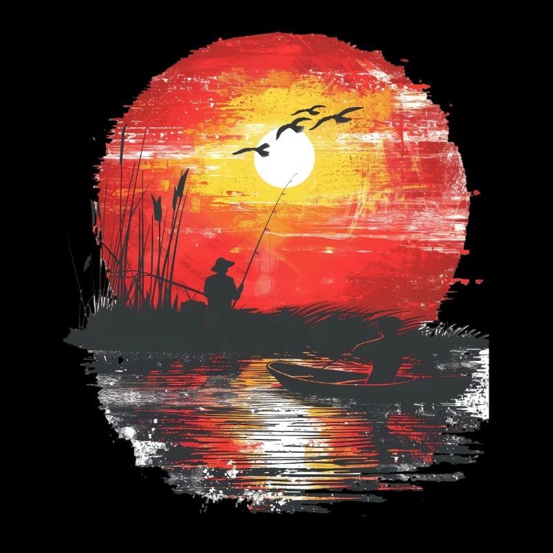 Sunset Angler Silhouette