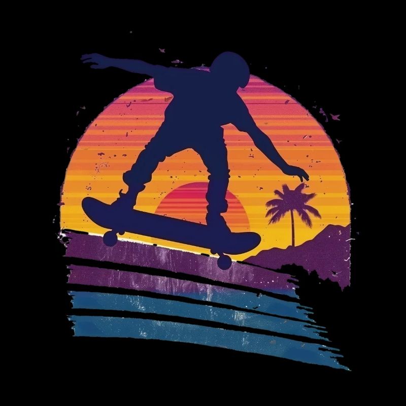 Silhouette de planche à roulettes coucher de soleil