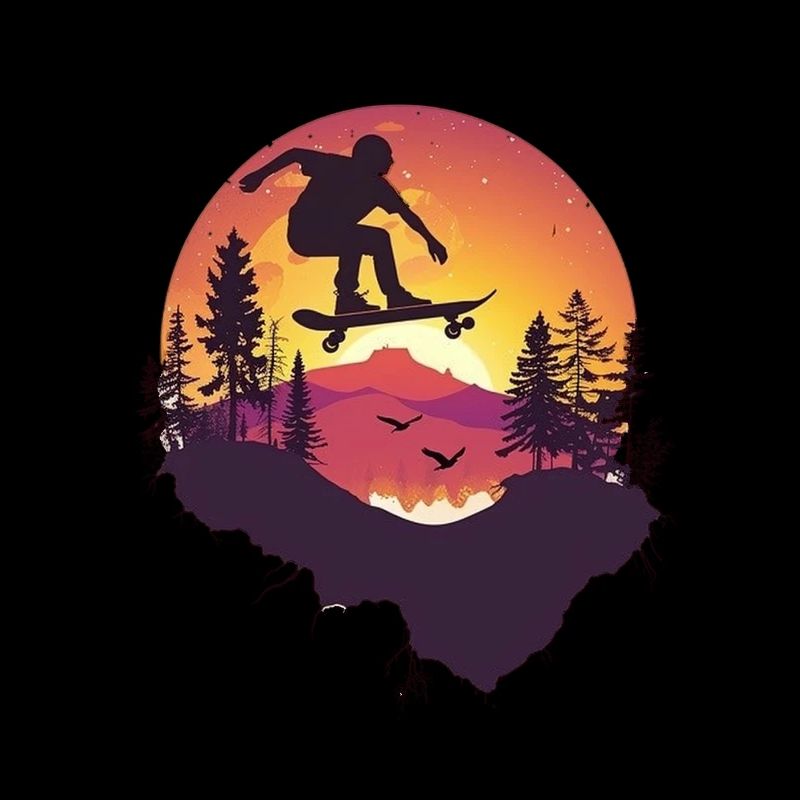 Skateboarder Silhouette Coucher De Soleil