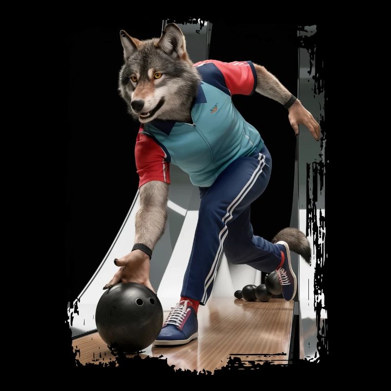 Wolf spielt Bowling Geschenk