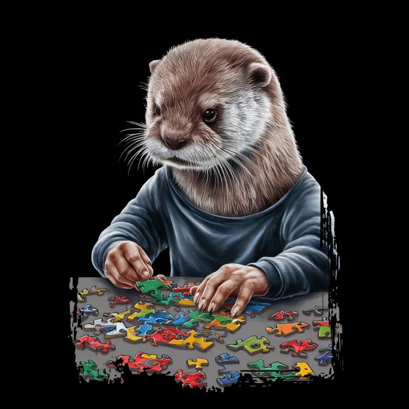 Otter spielt Puzzle Geschenk