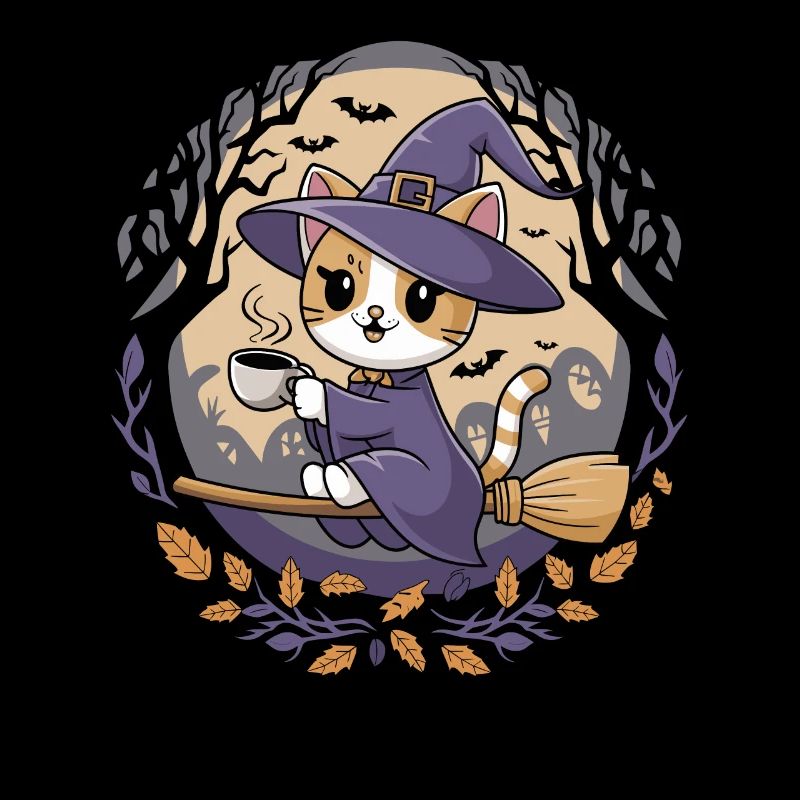 Chat mignon en sorcière pour Halloween