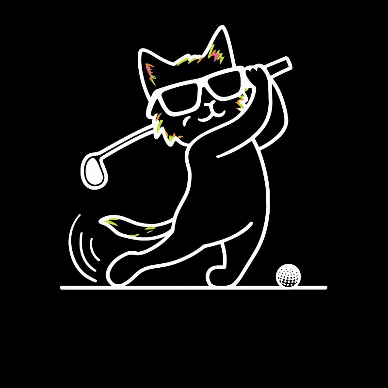 Cat with sunglasses playing golf