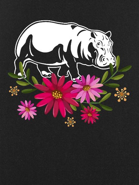 Hippo With Flowers