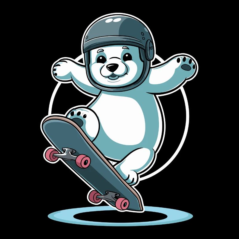 Skateboardfahrender Eisbär Mit Helm