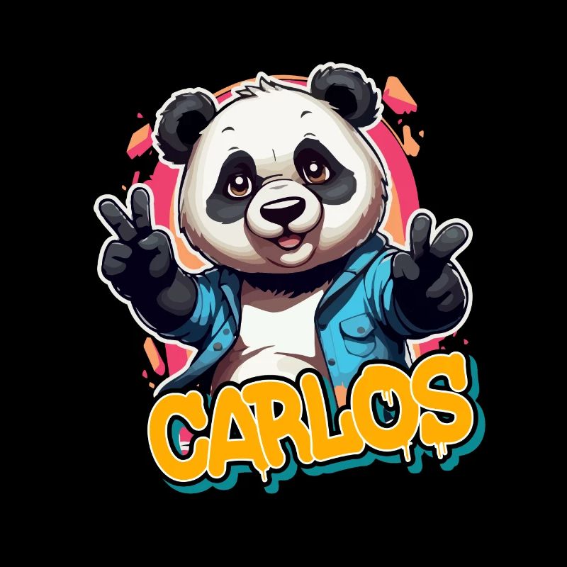 CARLOS - Beau nom de garçon avec Panda cool