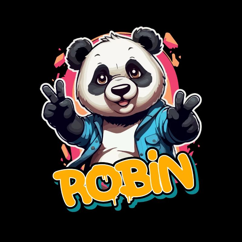 ROBIN - Beau prénom de garçon avec panda cool