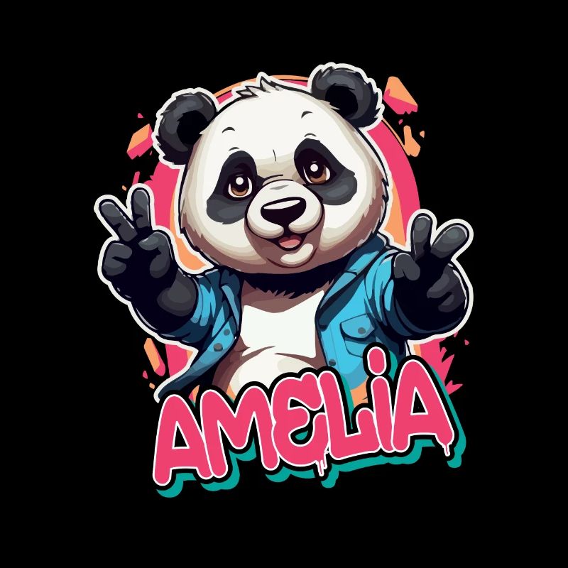 AMELIA - Schöner Mädchen Name mit coolem Panda