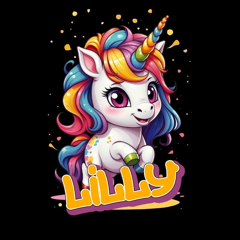 LILLY - Schöner Mädchen Name mit süßem Einhorn