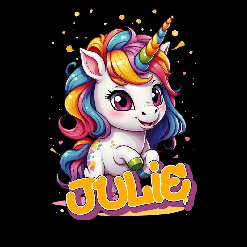 JULIE - Schöner Mädchen Name mit süßem Einhorn