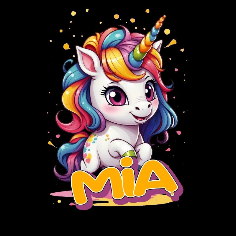 MIA - Schöner Mädchen Name mit süßem Einhorn