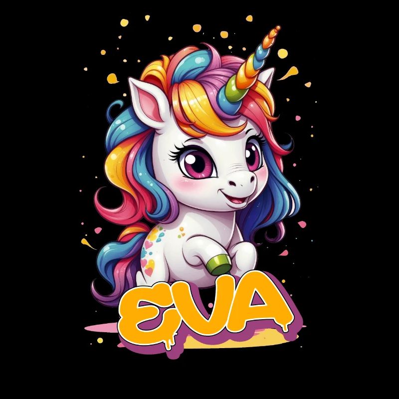 EVA - Schöner Mädchen Name mit süßem Einhorn