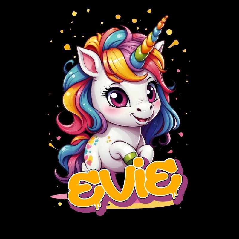 EVIE - Schöner Mädchen Name mit süßem Einhorn