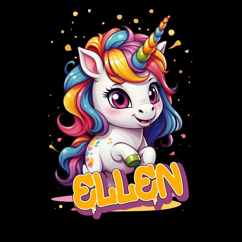 ELLEN - Schöner Mädchen Name mit süßem Einhorn