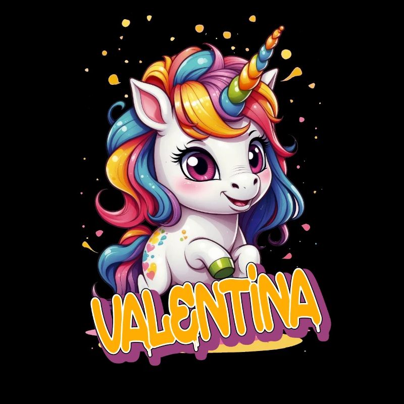 VALENTINA - Schöner Mädchen Name mit süßem Einhorn