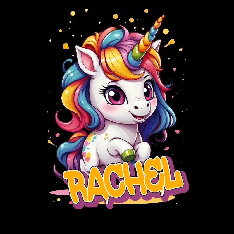 RACHEL - Schöner Mädchen Name mit süßem Einhorn