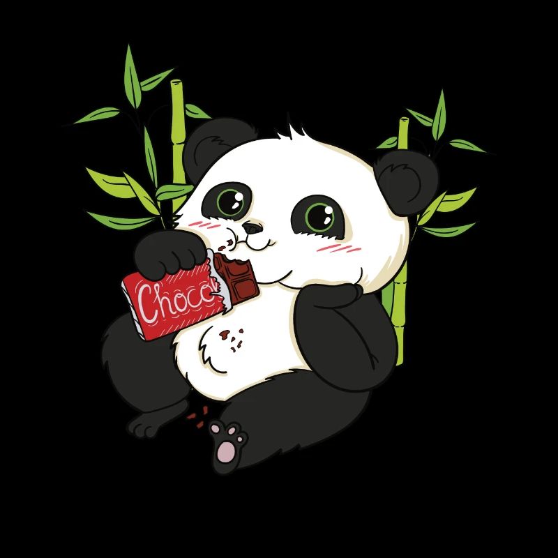 Panda au cadeau de manger du chocolat