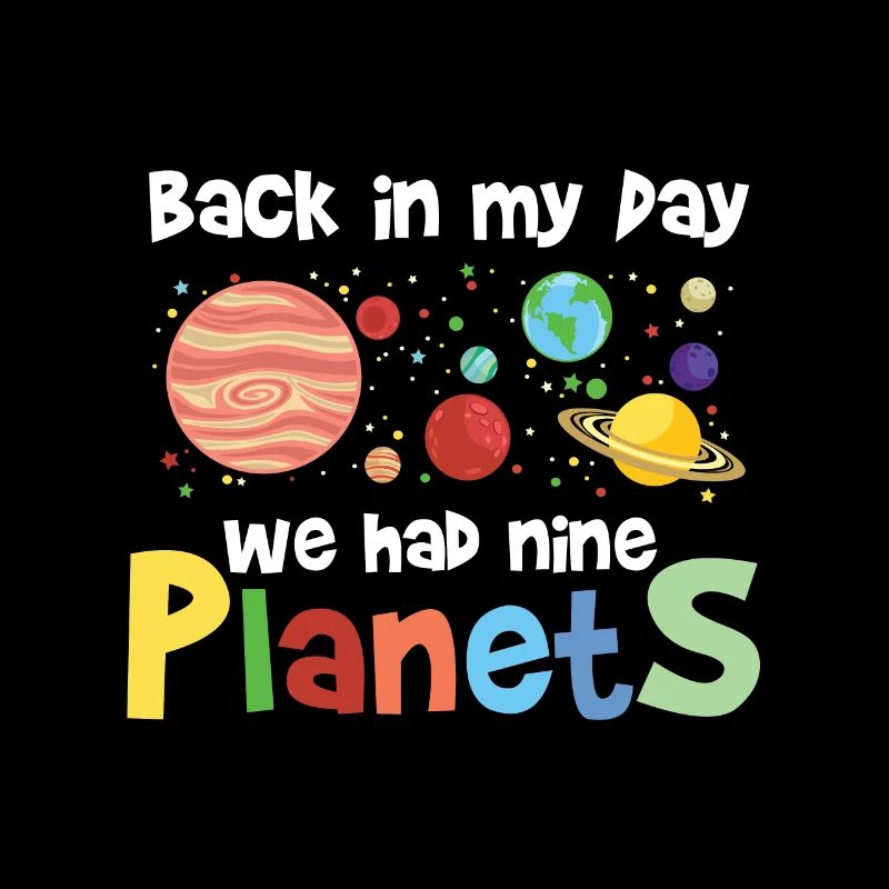Nine planets pluto saying nerd outer space logo