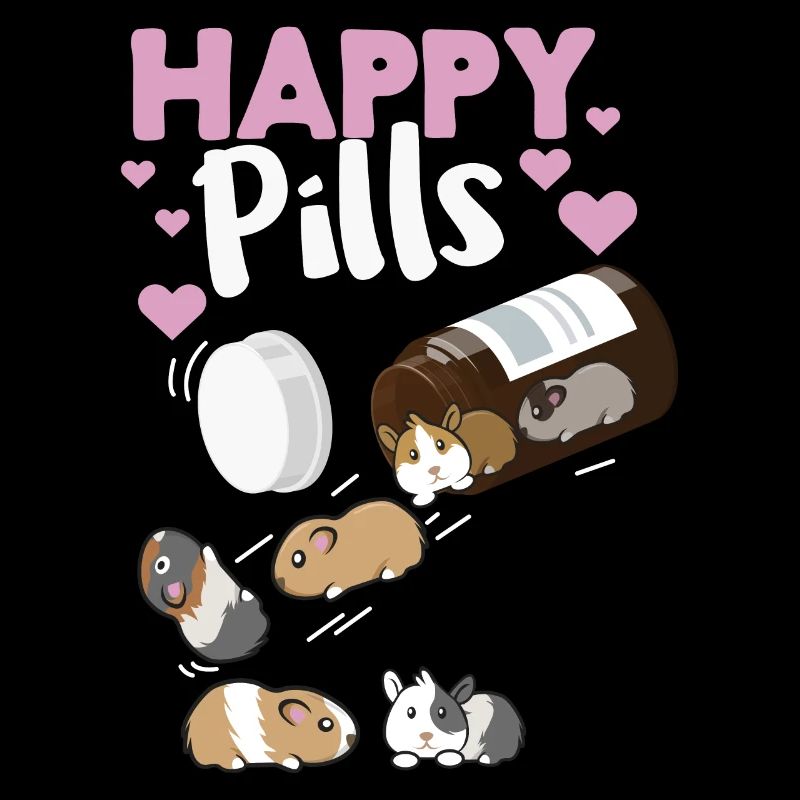 Tee-shirt Happy Pill Guinea Pig, graphique de cochon d'Inde