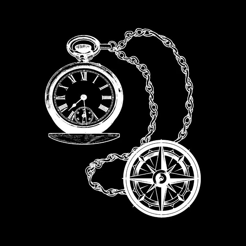 Pocket Watch Clock Time Compass Direction Old Gift