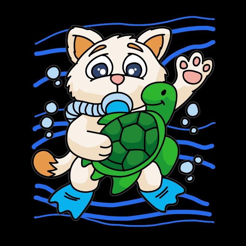 KITTY AVEC LA TORTUE DE MER