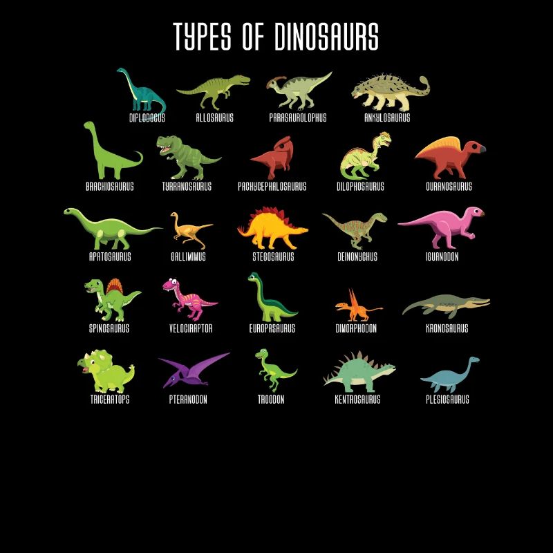 Types de chemise obsédée par dinosaure dinosaure
