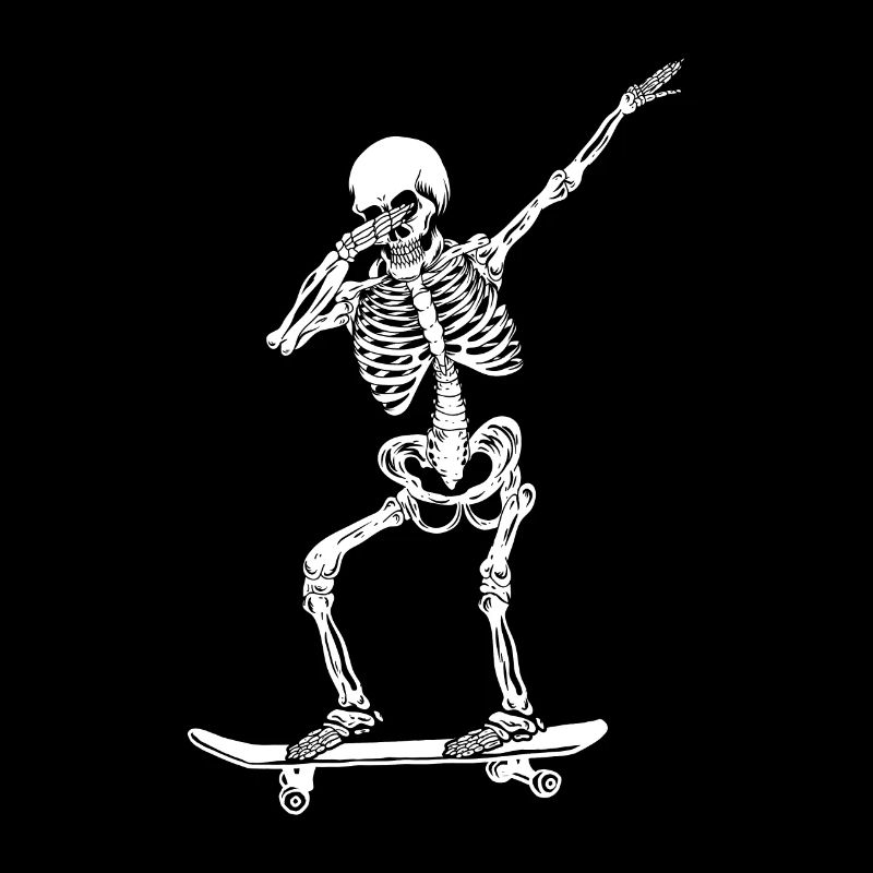 Dabbing skating skeleton retro skateboard