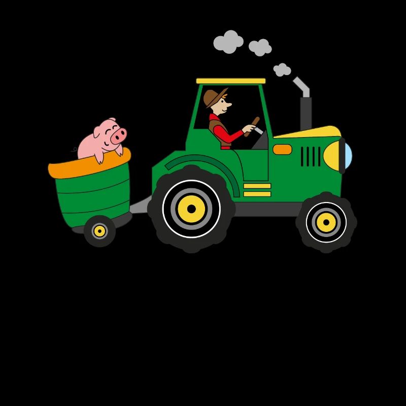 Tractor farmer professions trailer boy without text