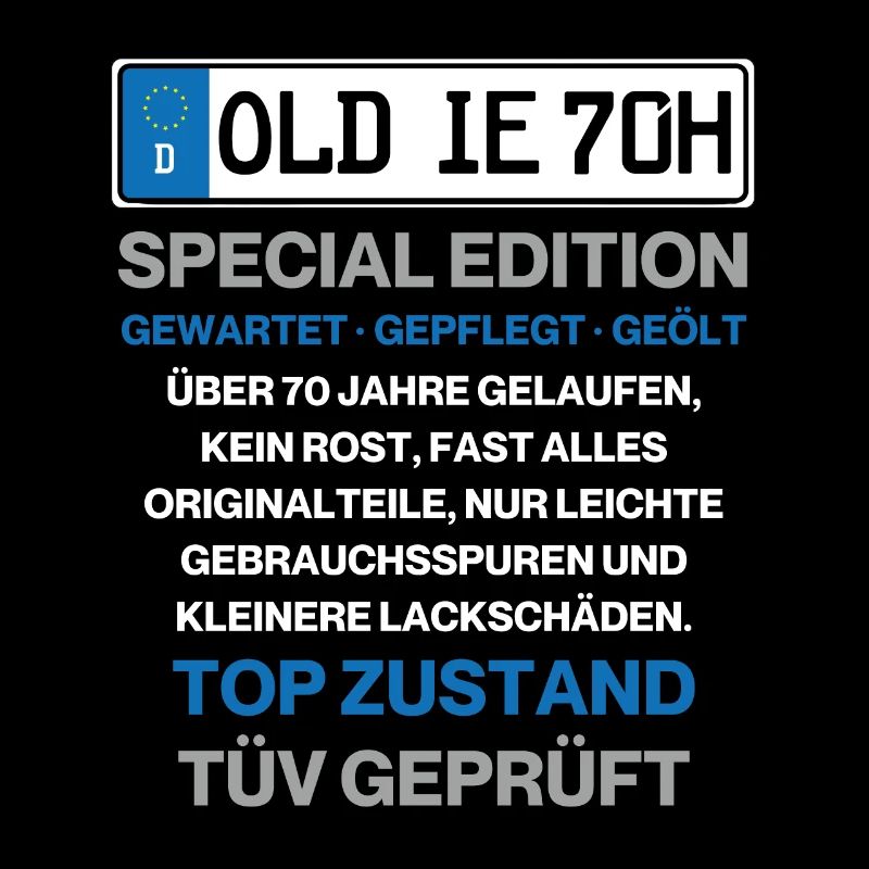 Oldie Kennzeichen 70. Geburtstag Geschenkidee