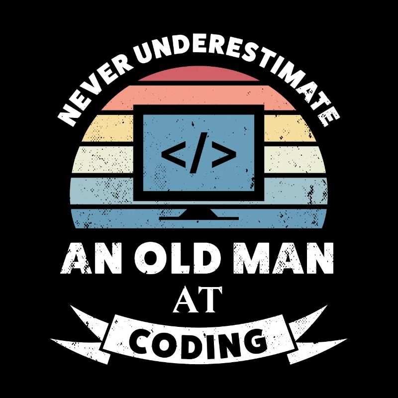 Lustiger alter Mann beim Codieren-Programmiergeschenk