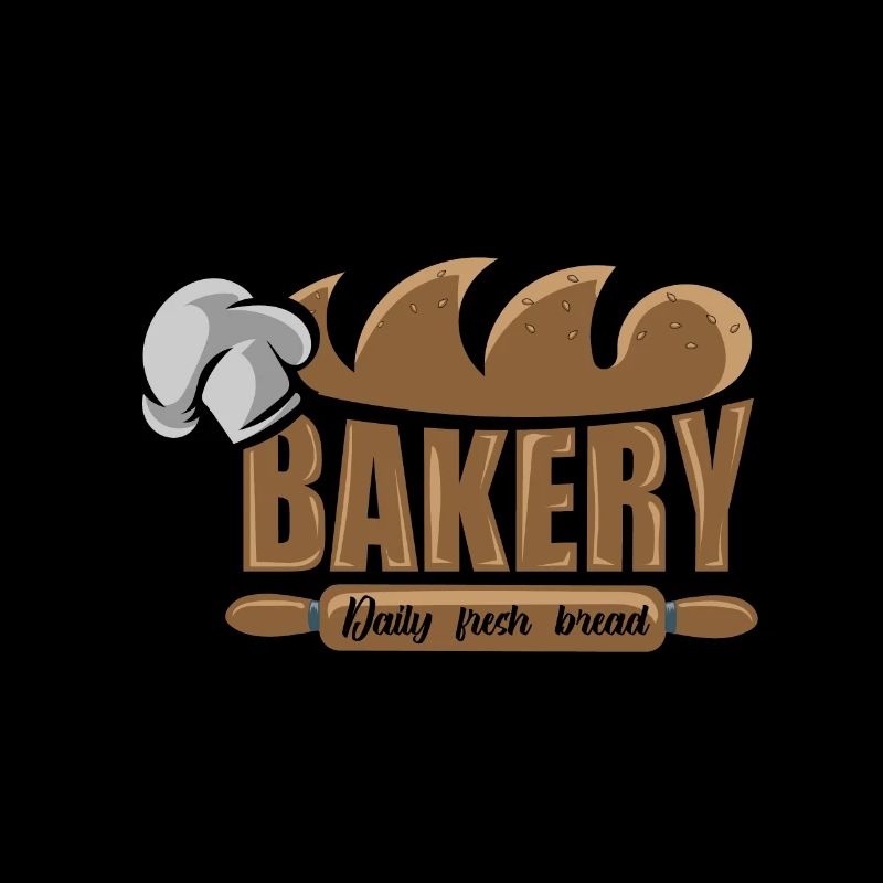 Bakery design with bread and baker's hat
