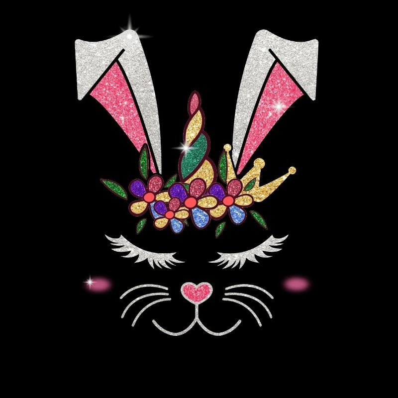 Easter Unicorn Face with Rainbow Horn Oste