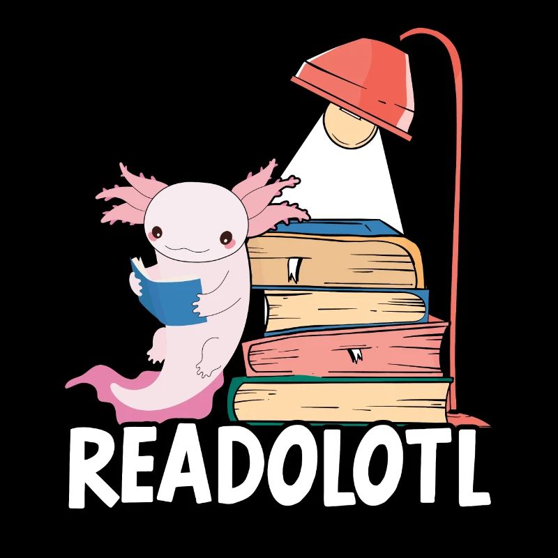 Kawaii Readolotl Reading Axalotl Walking Fish