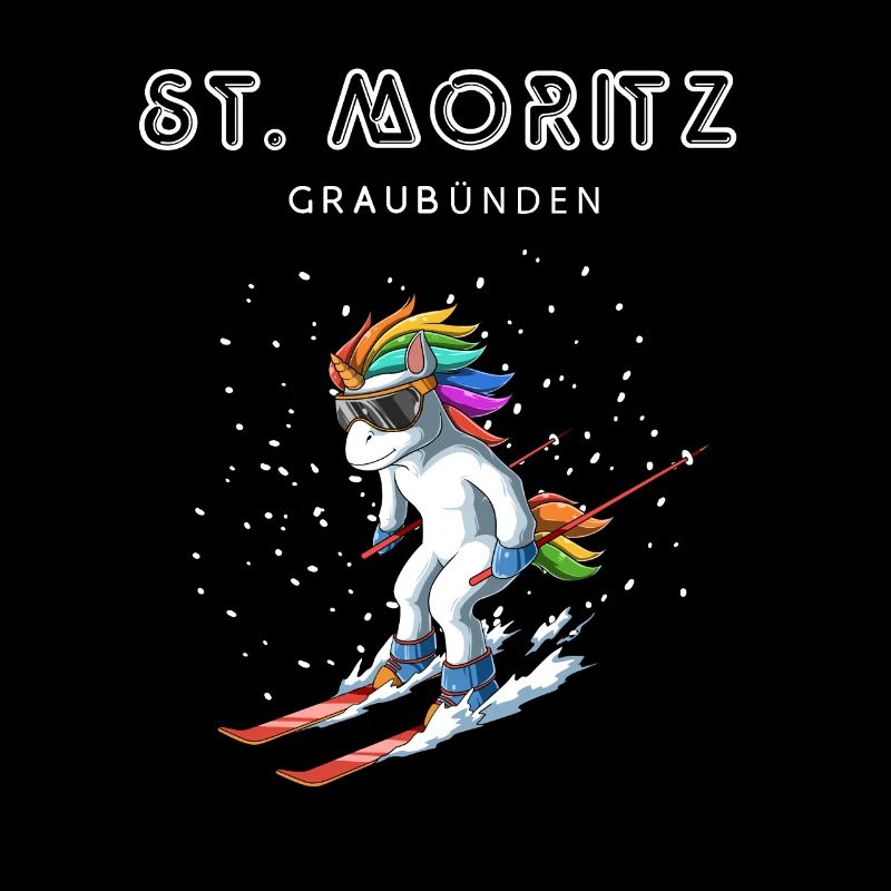 Sankt Moritz Graubünden Schweiz Retro Ski Einhorn
