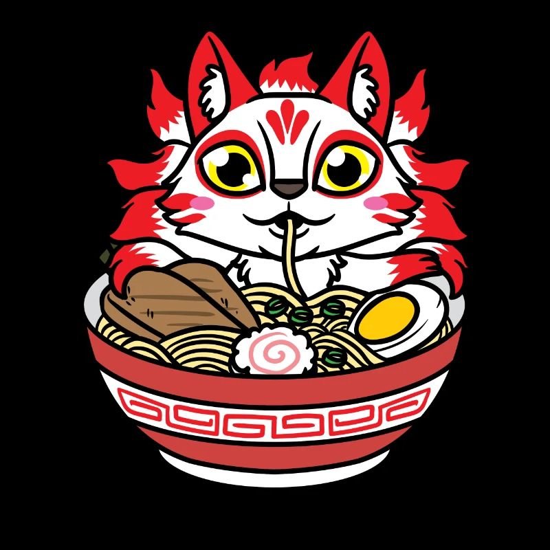 Kitsune Eats Ramen Noodles Anime