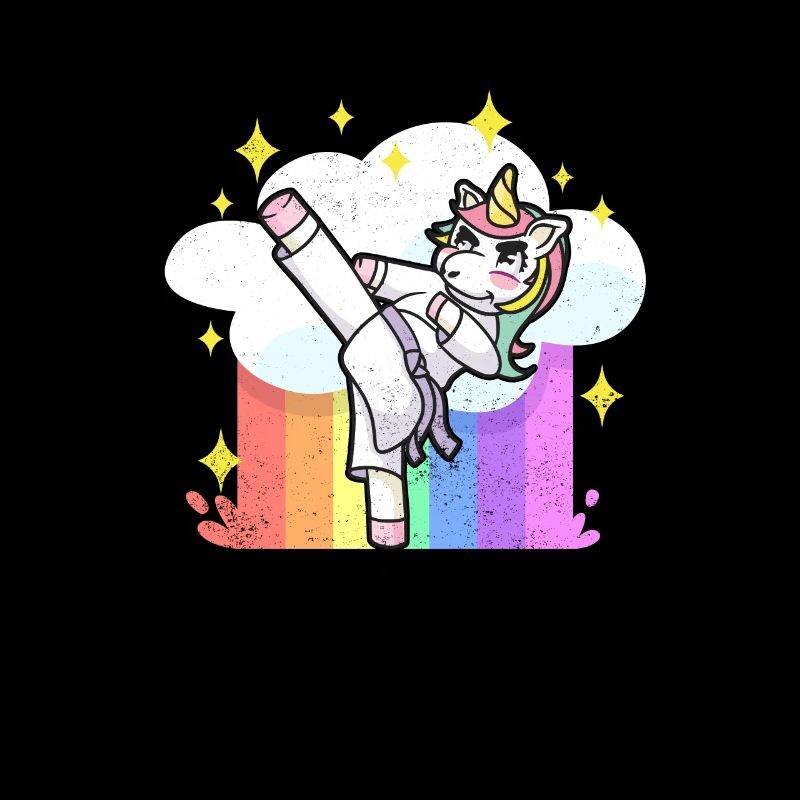 Lustige Karate Kampfsportarten Regenbogen Einhorn