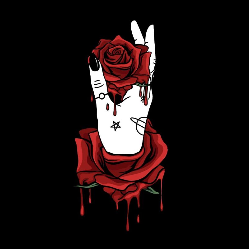 Aesthetic Dark Pattern Hand Bleeding Holding Rose