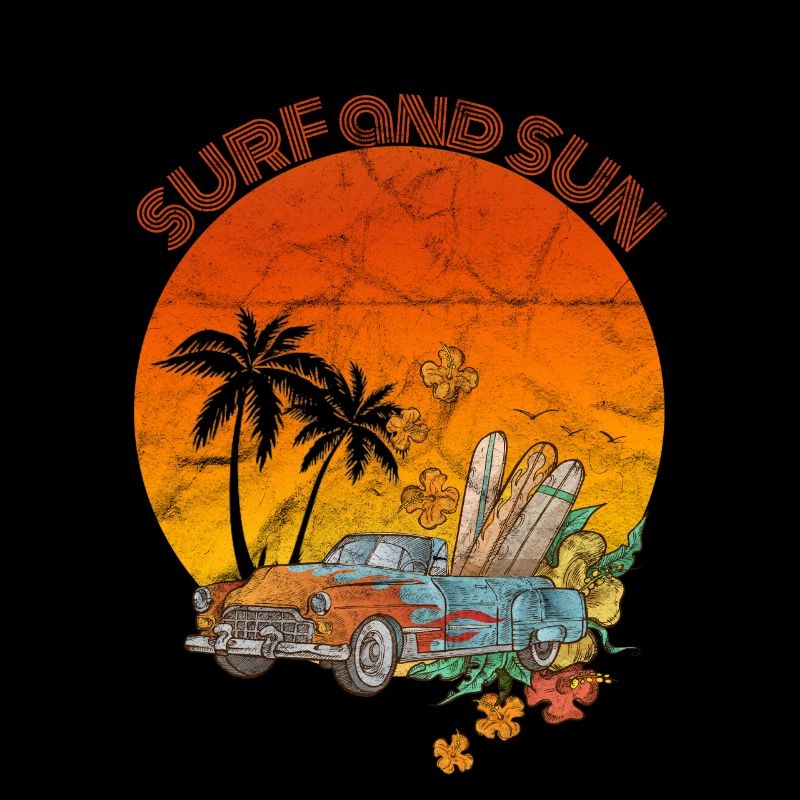 Cool Retro Design Summer Beach Palms Summer