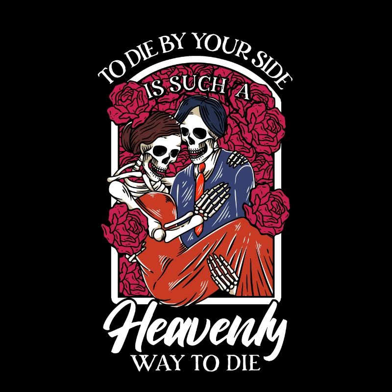 Romantic Gothic Skull Bones Skeleton Roses Death