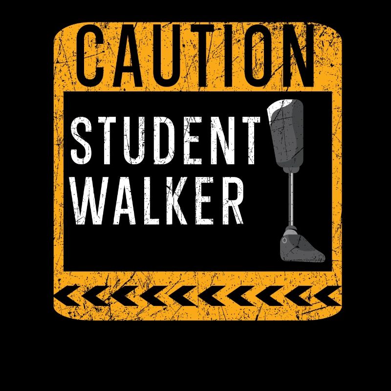 Vorsicht Student Walker Disabled Amputierter Amputierter
