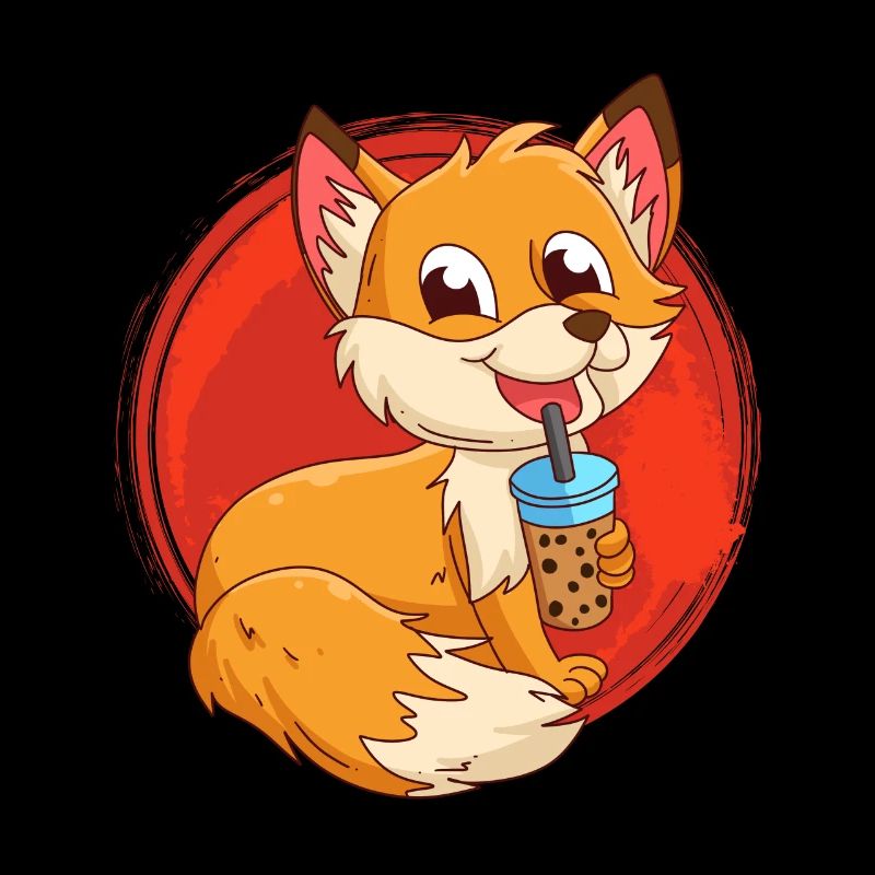 Fox with Bubbel Tea Bubbeltea Fox Children