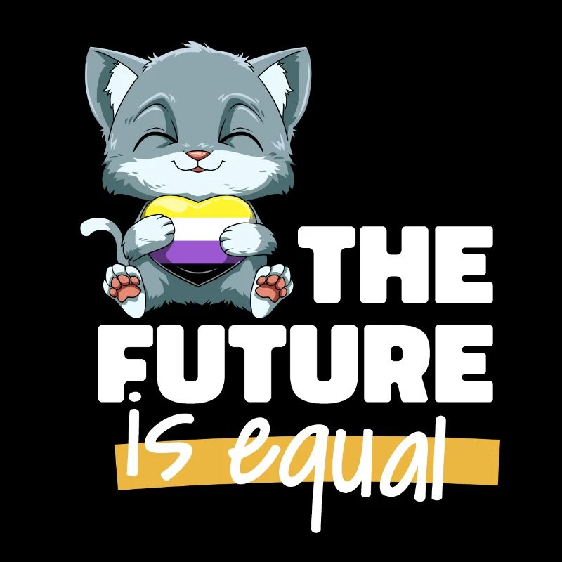 Kawaii Nonbinary Stolz Katze - Non Binary Herz