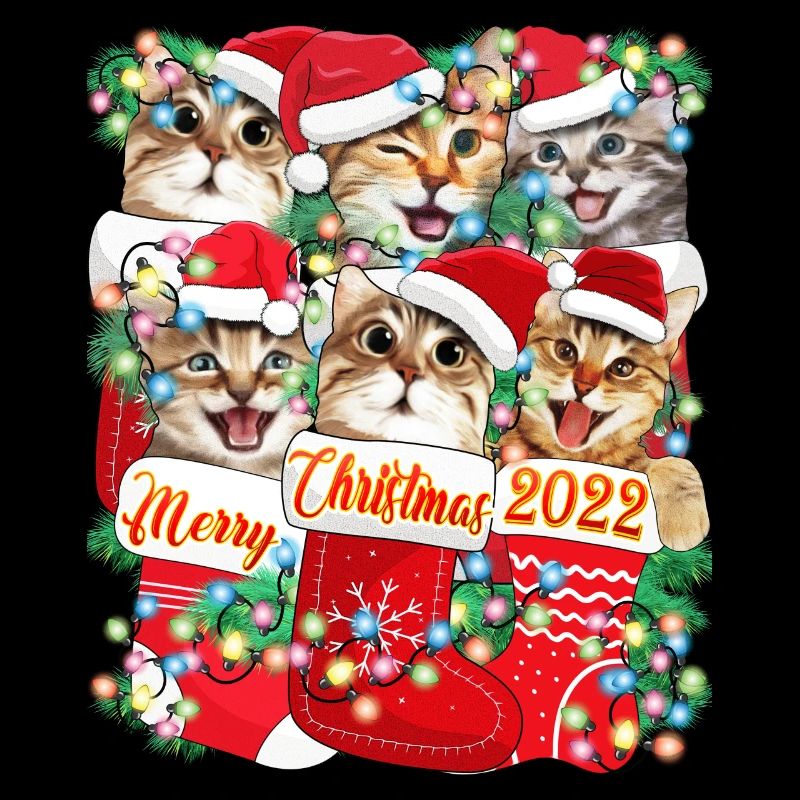 Mignon chat de Noël Design, Drôle de chat Noël