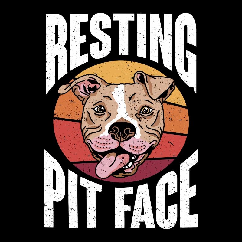 Retro Pitbull Dog Owner Resting Pit Face