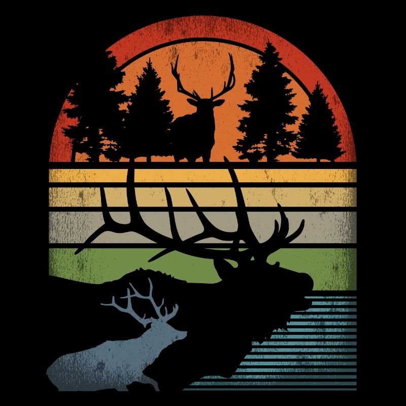 Retro Hirsch Vintage Jäger Elch Jagd Berufsjäger