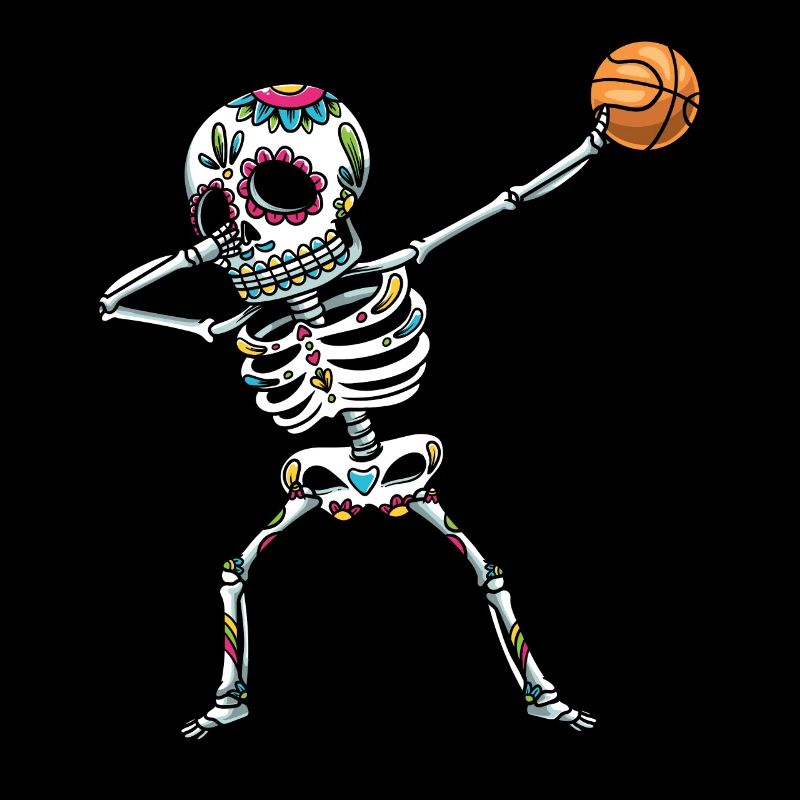 Dabbing Sugar Skull Skeleton Basketball