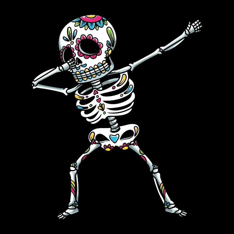Dabbing Sugar Skull Skeleton Dia De Los Muertos