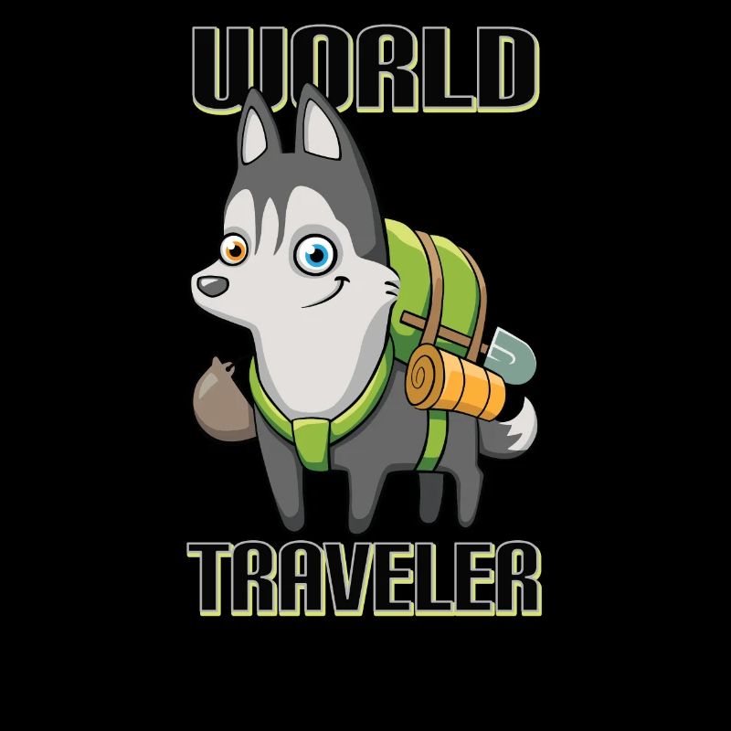 World Travel Vacation Wolf with a backpack